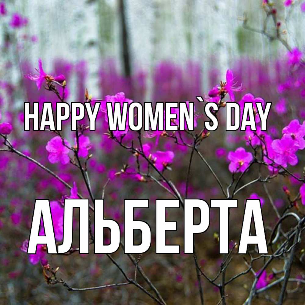 Greetings card с именем, Альберта happy women`s day дикие цветы Greetings with text for free download 